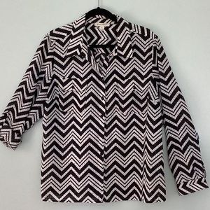 Studio Works black and white chevron button down blouse - sizes XL